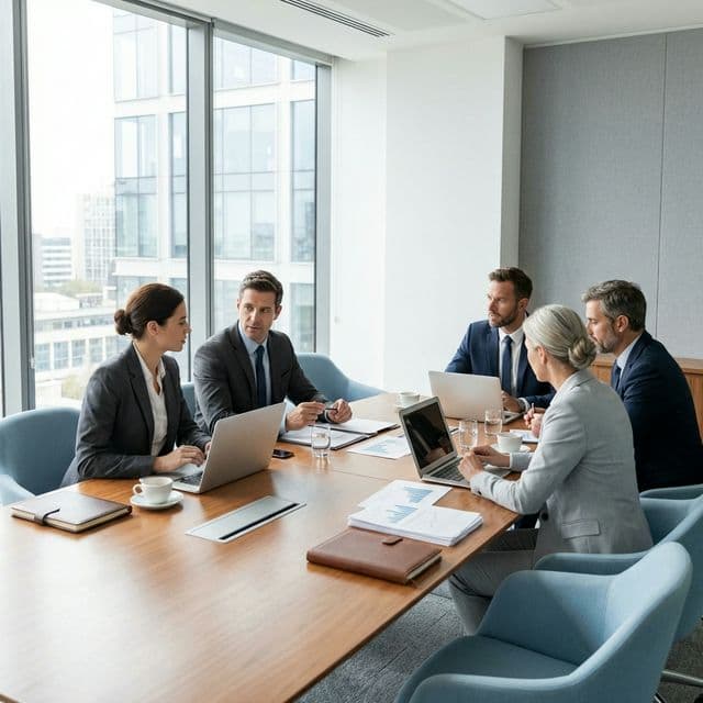 Professional financial consulting team meeting